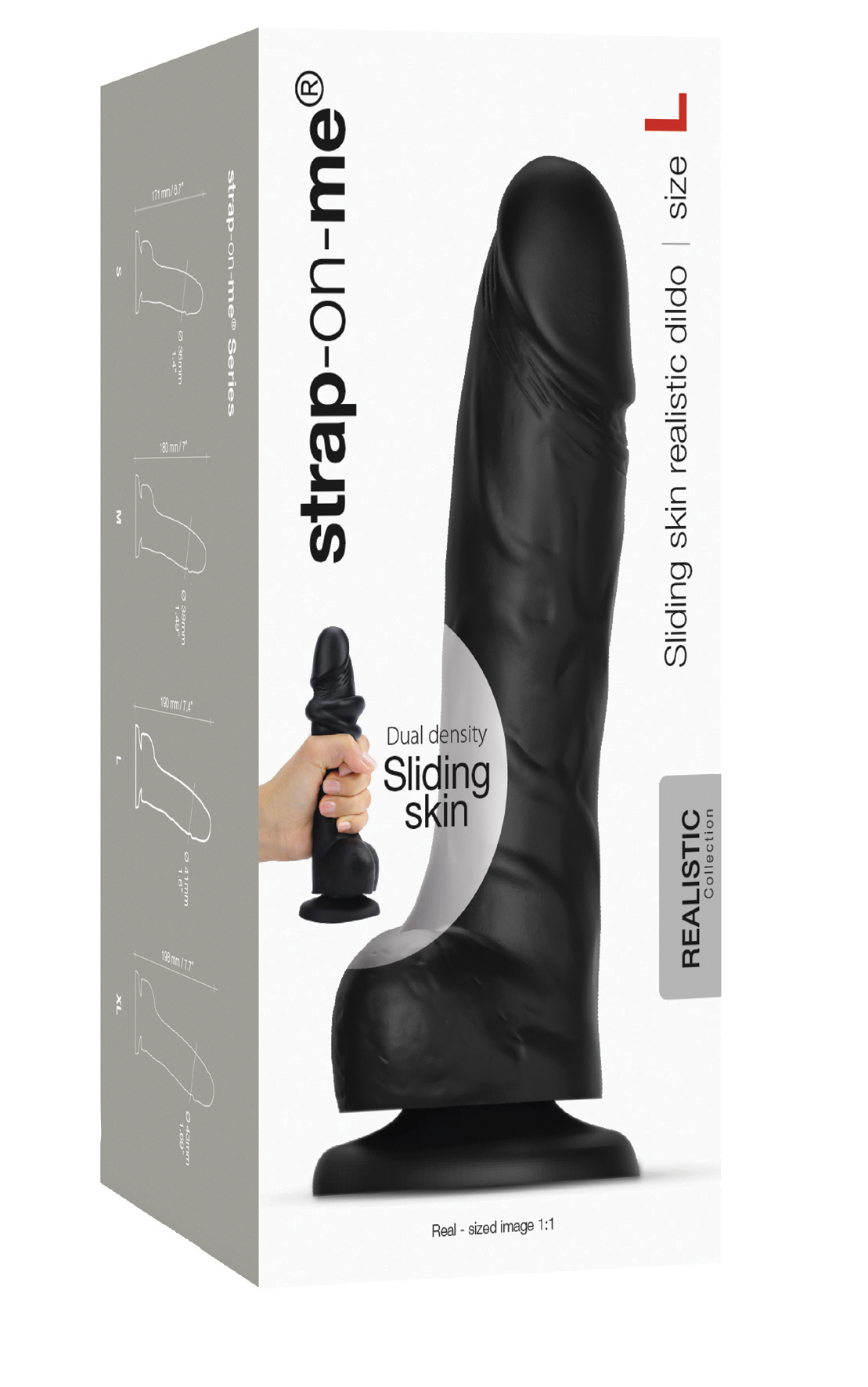 Strap-on-me Sliding Skin Realistic Dildo black L