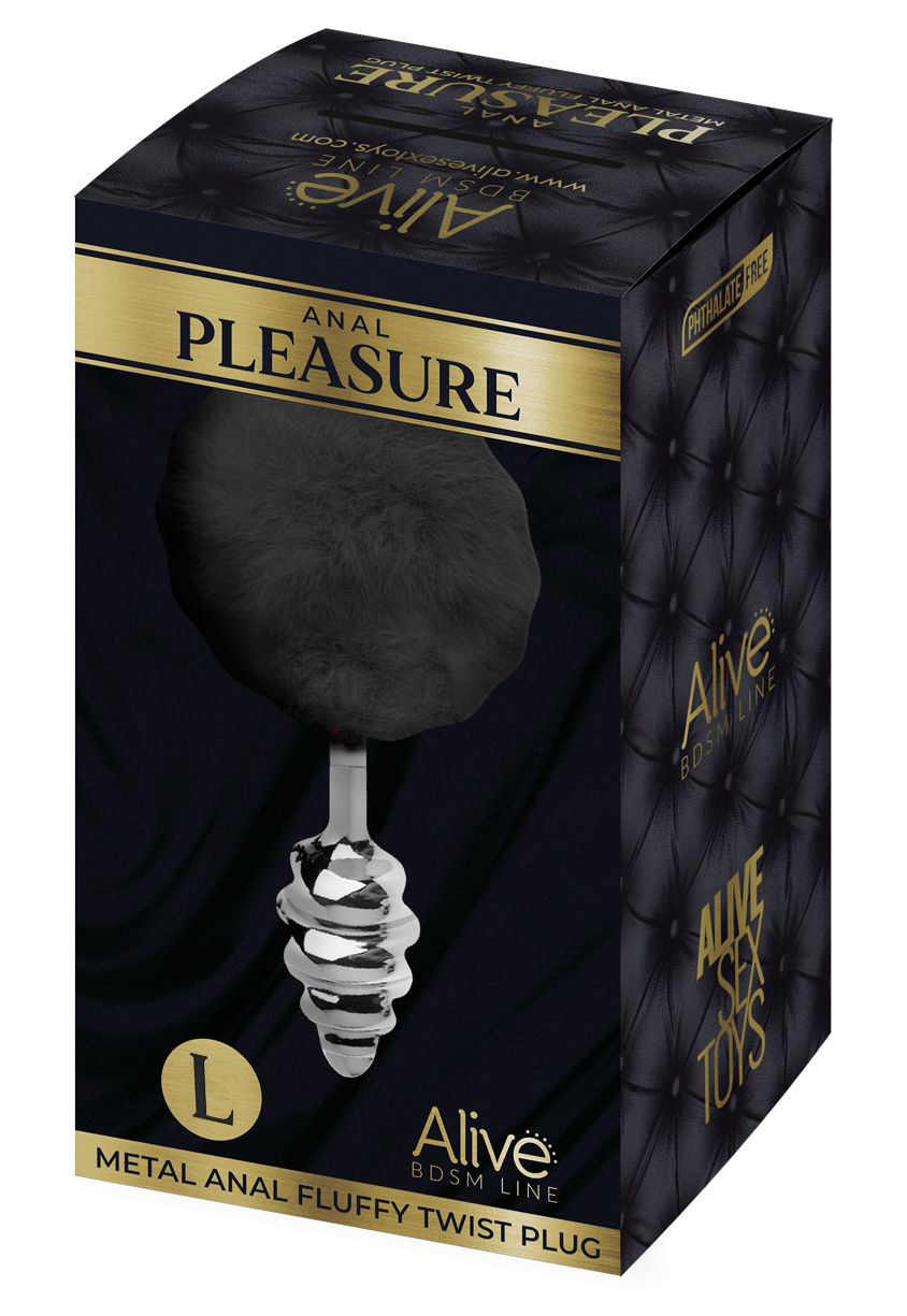 ALIVE Metal Anal Fluffly Twist Plug L Black