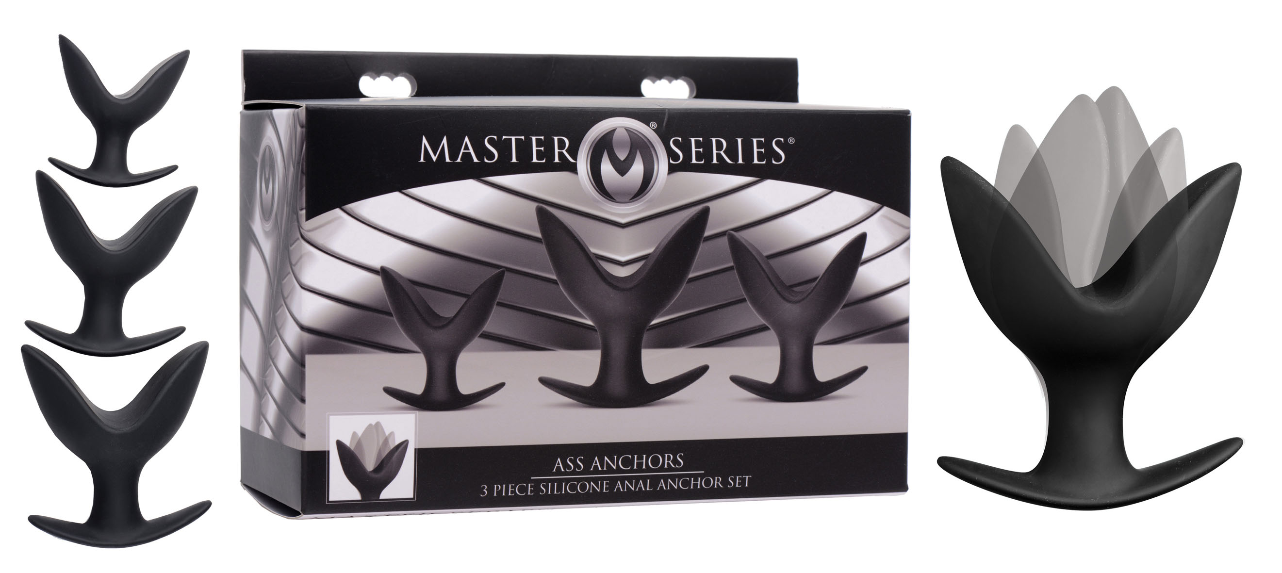 MASTER SERIES Silicone Anal Anchor set (3pcs.)