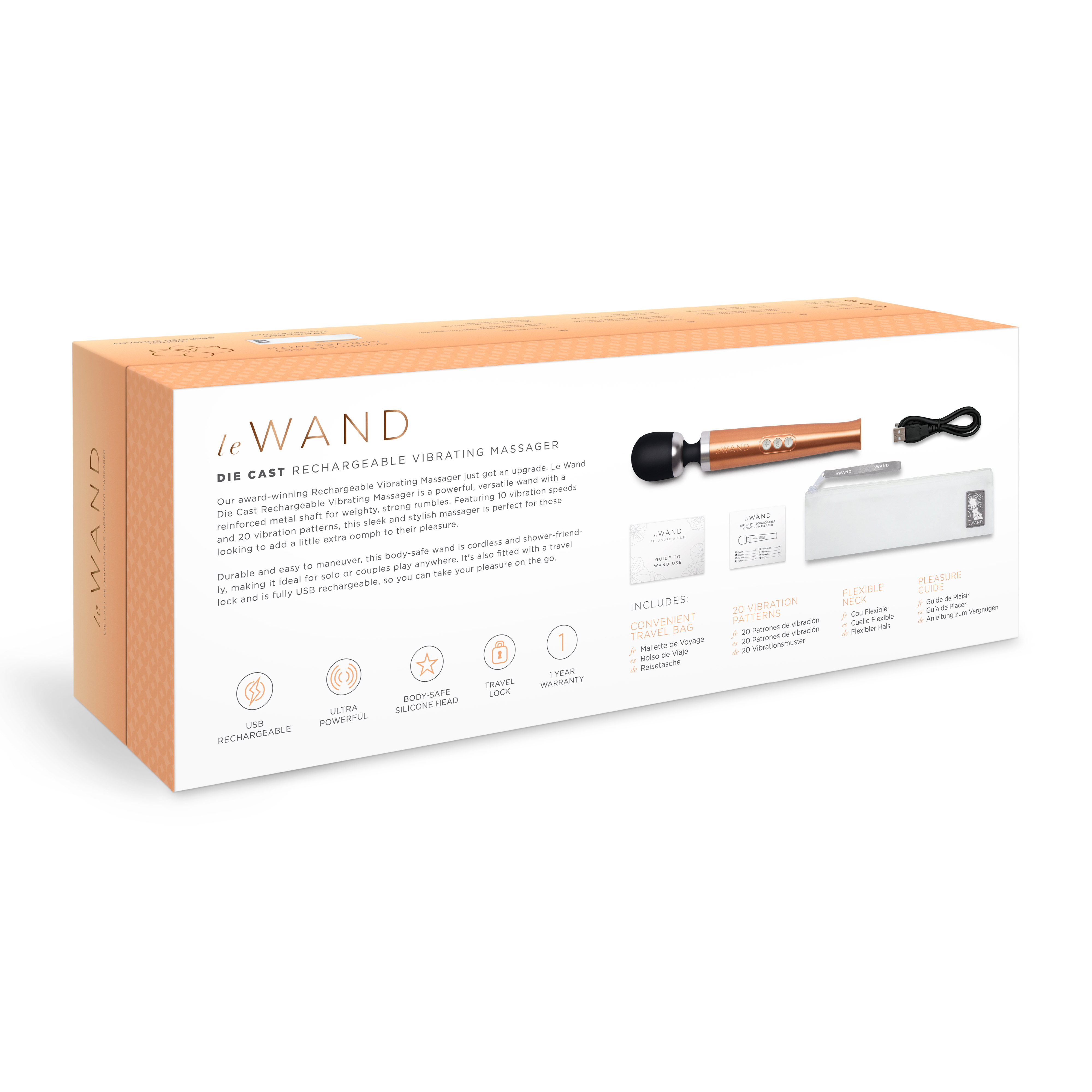 Le Wand Die Cast rechargeable massager rose gold 