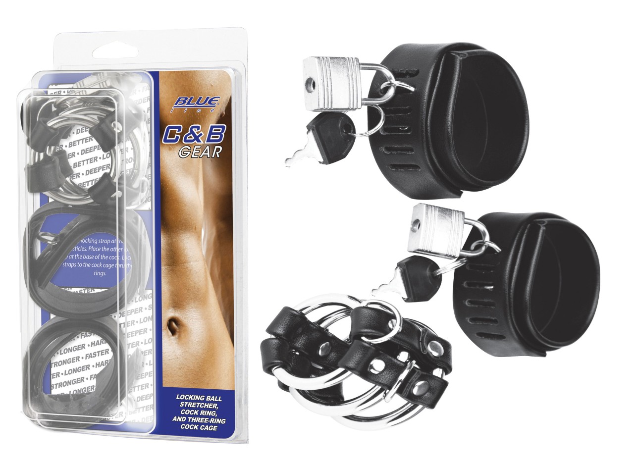 *BLUE LINE C&B GEAR Locking Ball Stretcher & Cock Cage – Keuschheitskäfig