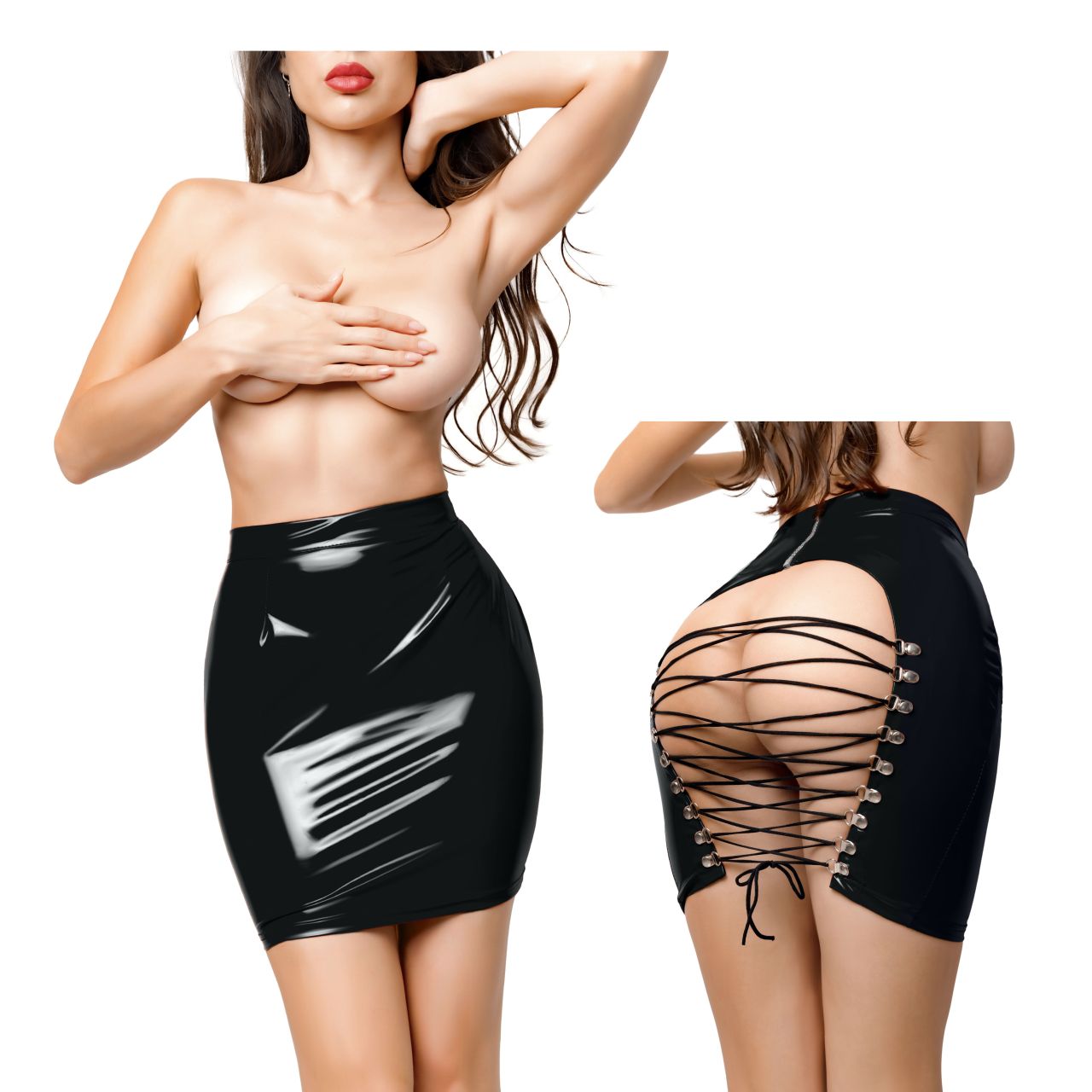 GLOSSY – Wetlook Miniskirt with Panty L – Bekleidung
