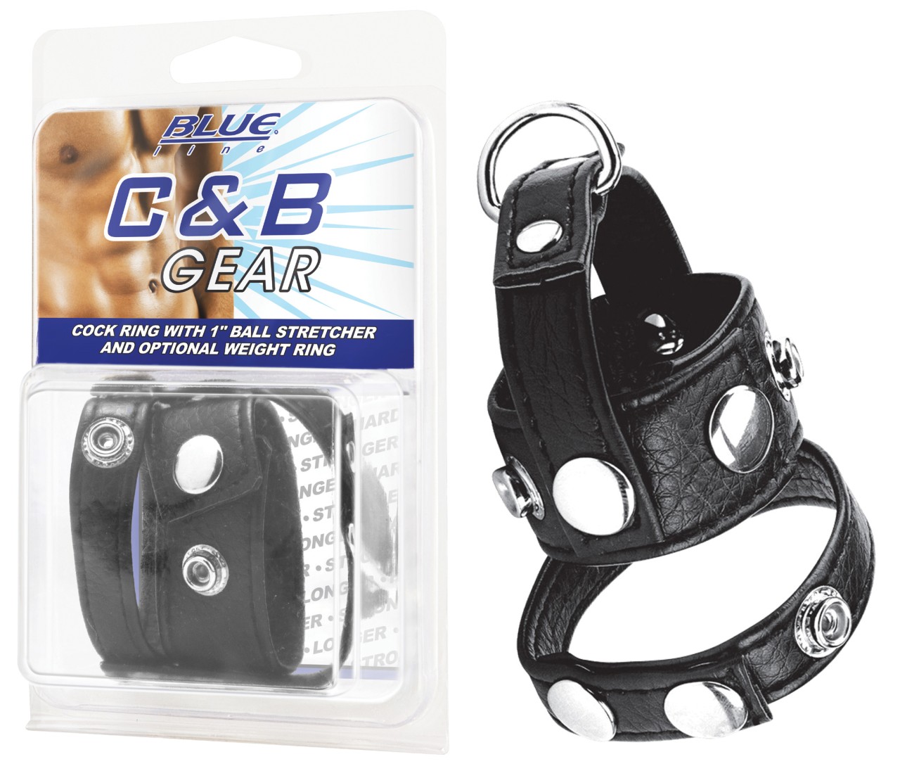 BLUE LINE C&B GEAR Cock Ring With 1′ Ball Stretcher And Weightring – Bekleidung